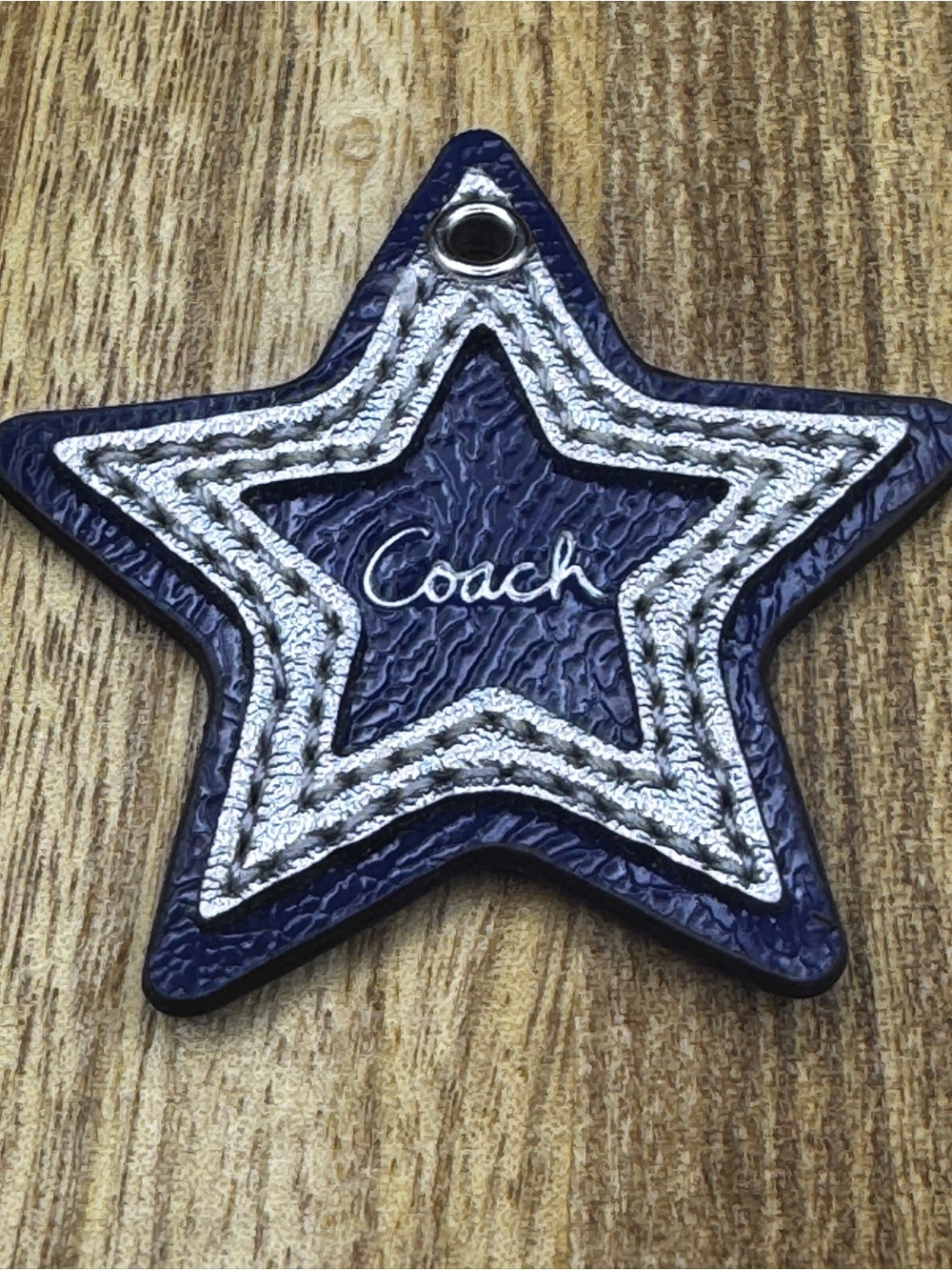 Coach Star Leather Charm in Navy and Silver